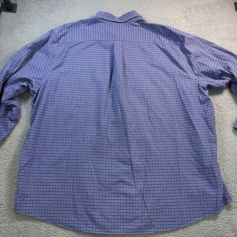 Brooks Brothers 4XLT Shirt Mens Blue Red Plaid Supima Cotton Non-Iron 10893